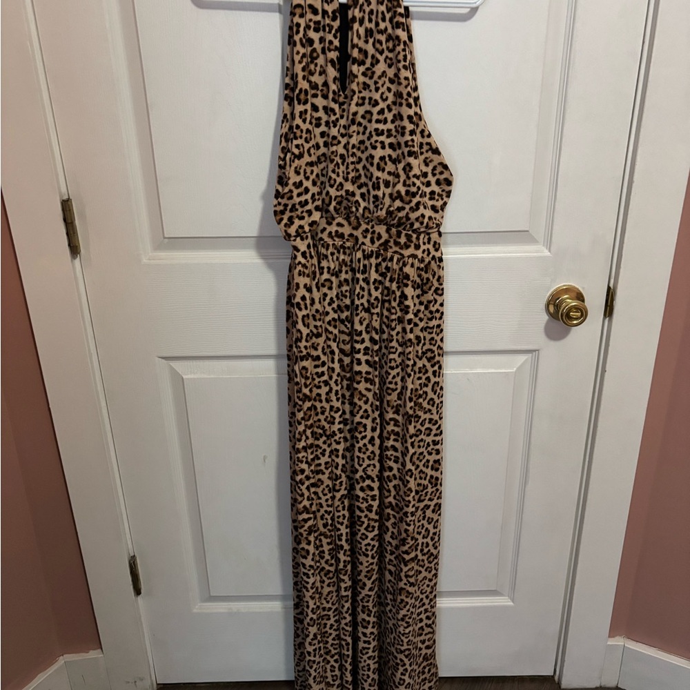 INC International Concepts Animal Print Halter Jumpsuit